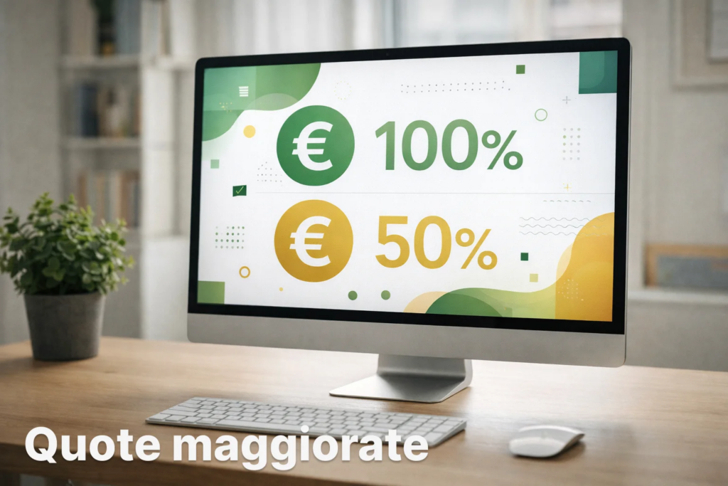 Schermo di computer che mostra offerte promozionali con simboli € e percentuali