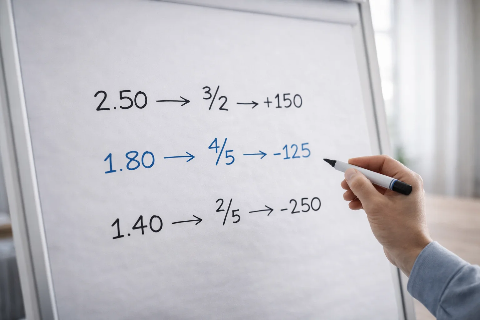 Lavagna con esempi di conversione tra diversi formati di quote