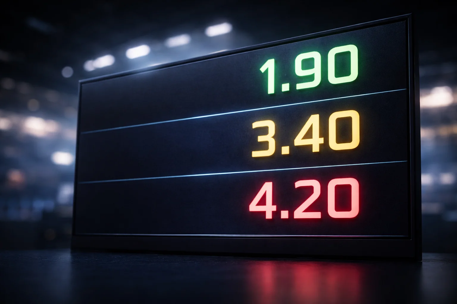 Tabellone con quote di scommesse calcistiche in primo piano