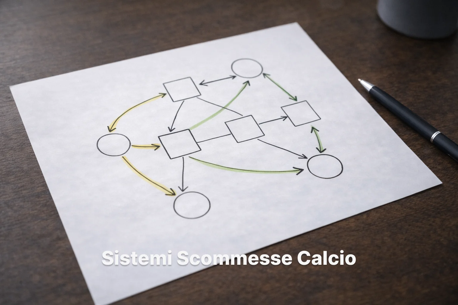 Diagramma di combinazioni su foglio con evidenziatore