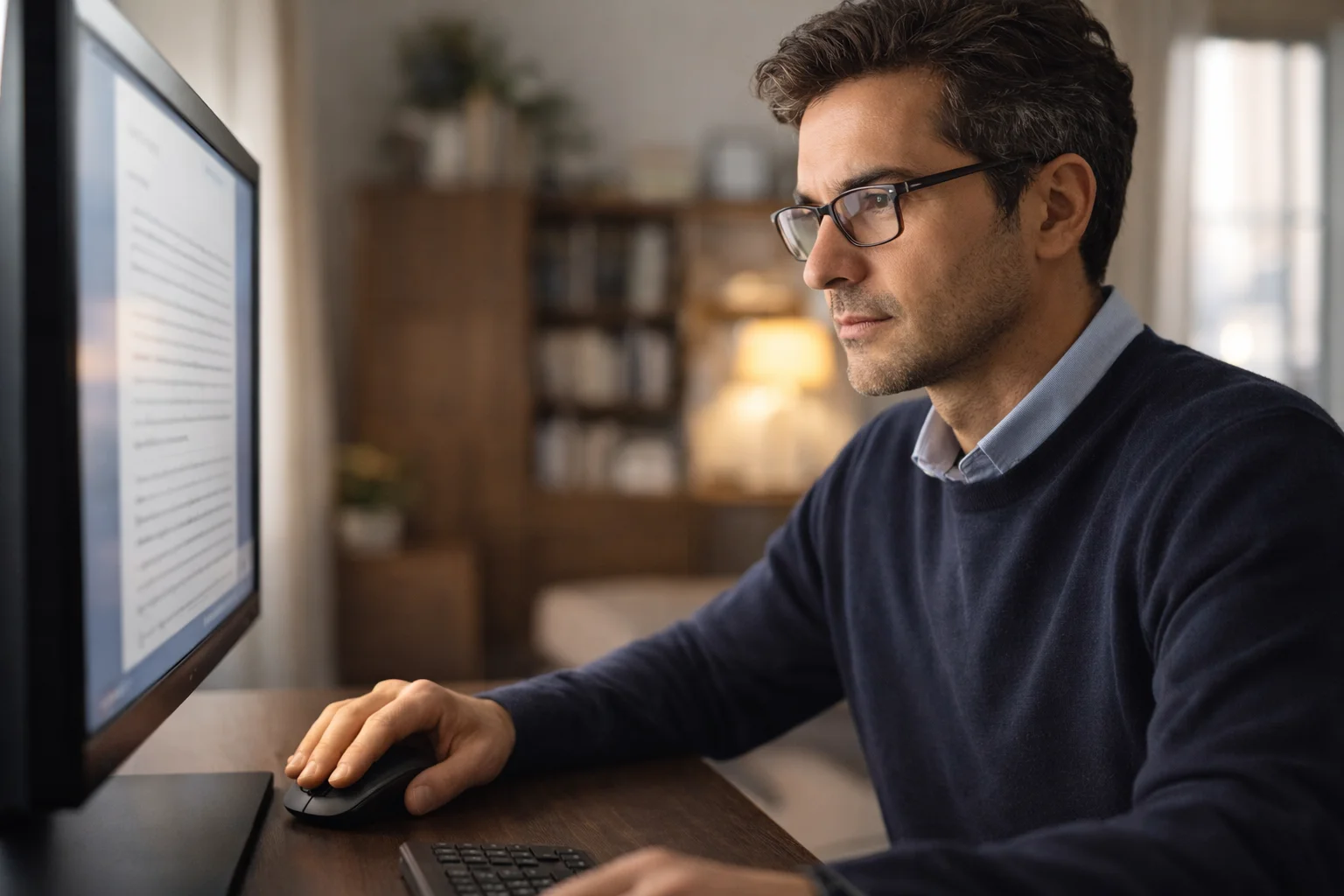 Persona che verifica informazioni su un sito web al computer